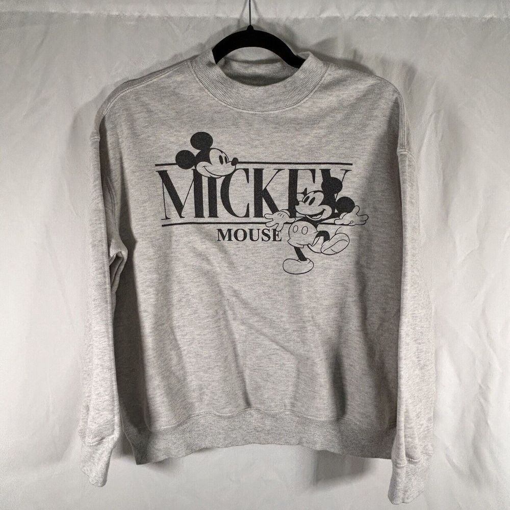 Mickey Mouse Crewneck Sweatshirt Medium Grey Long Sleeve Disney